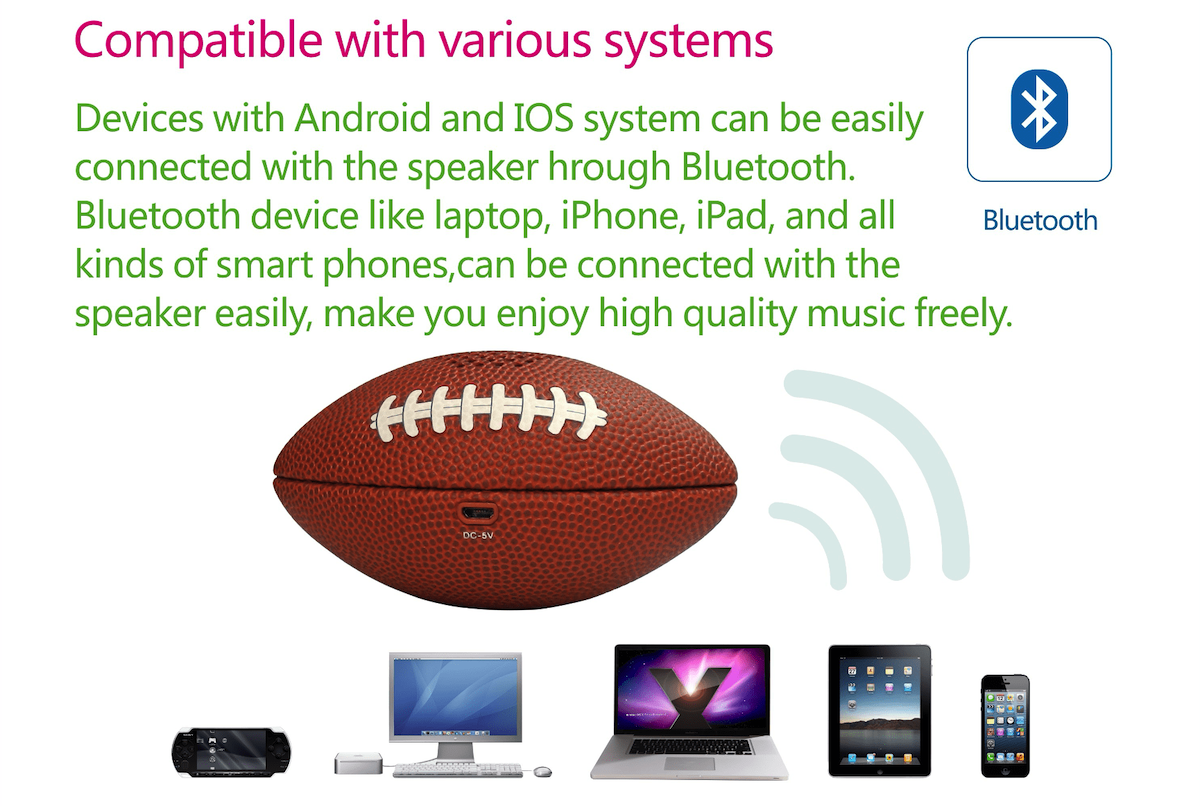 اسپیکر مینی توپ فوتبال آمریکایی قابل حمل برای تلفن همراه به کامپیوتر